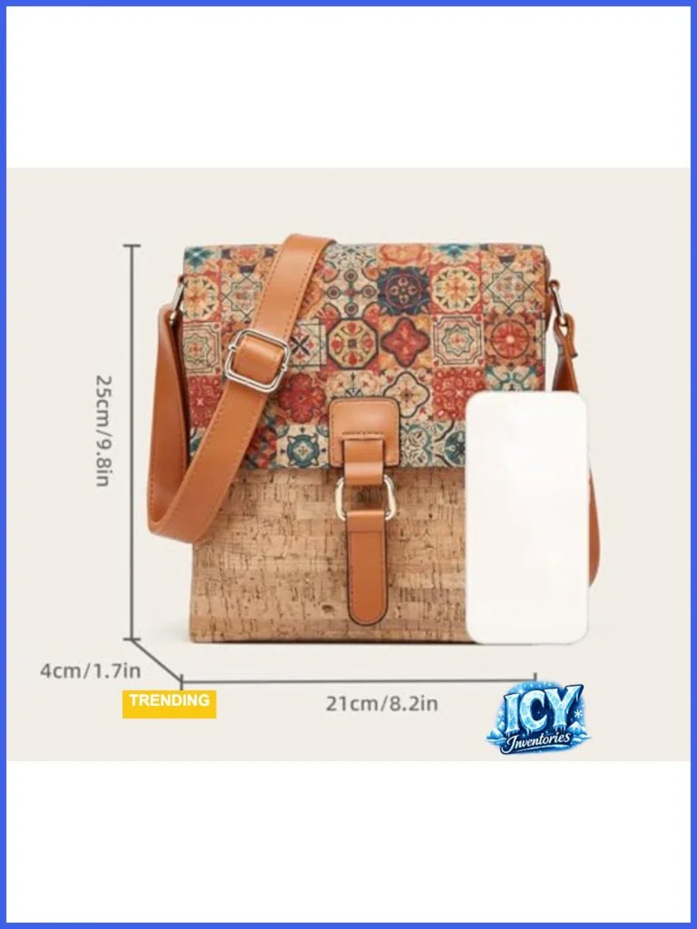 Cork Crossbody Bag for Women Bohemian Vintage Shoulder Handbag Hobo Satchel
